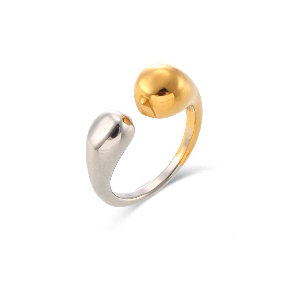 Two-Tone Open Ball Ring - Gold and Silver Women’s Ring Adjustable